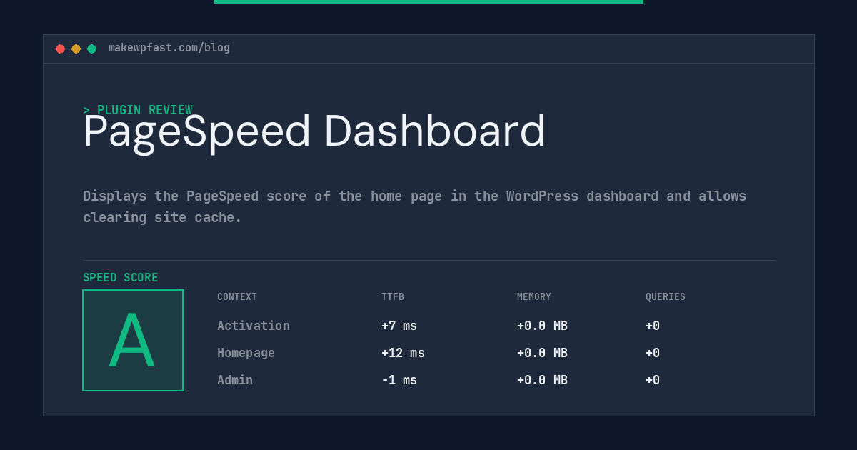 PageSpeed Dashboard - MakeWPFast