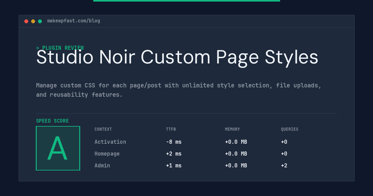 Studio Noir Custom Page Styles - MakeWPFast