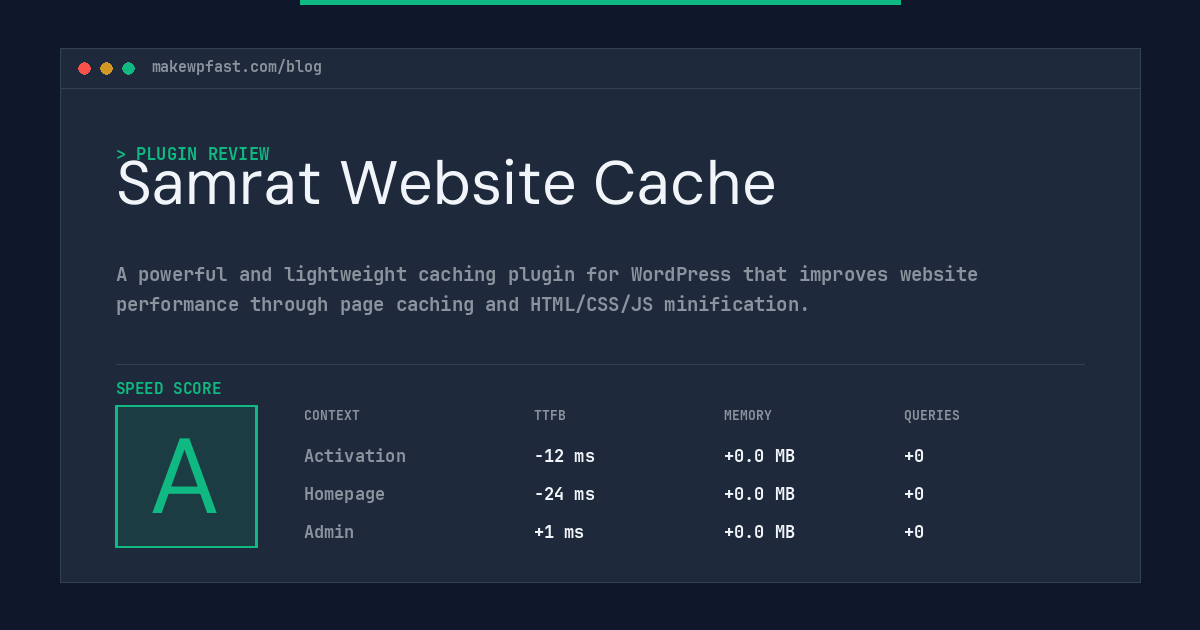 Samrat Website Cache - MakeWPFast