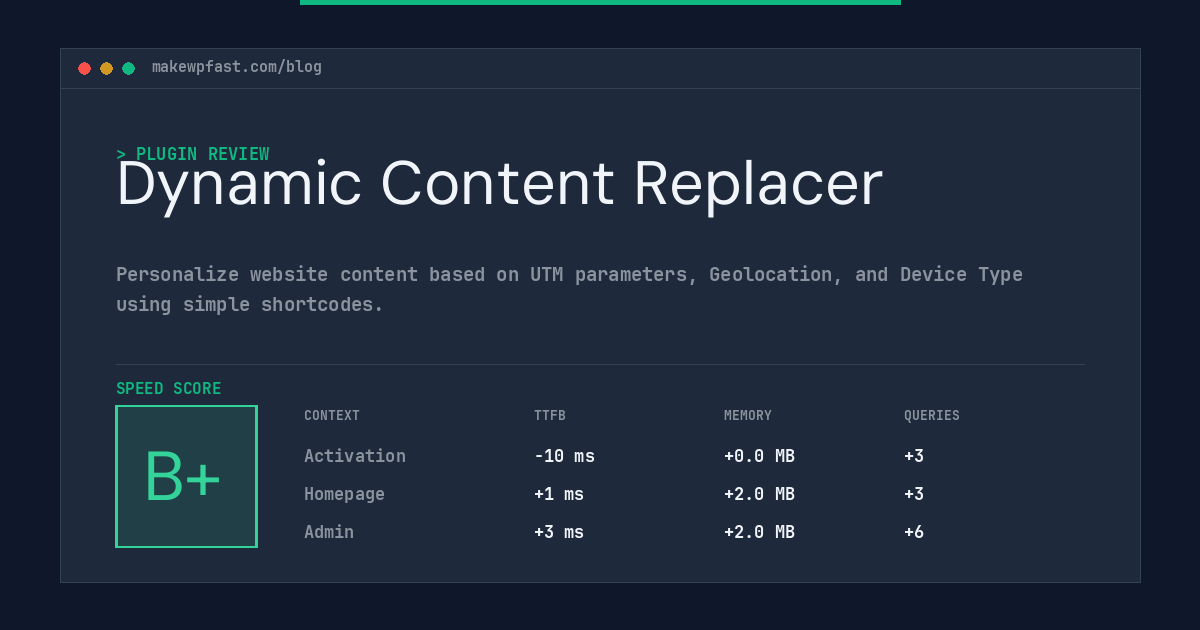 Dynamic Content Replacer - MakeWPFast