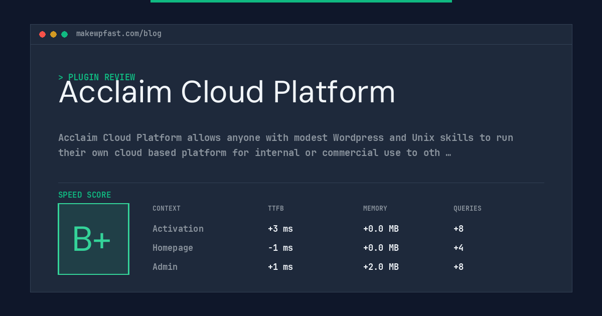 Acclaim Cloud Platform - MakeWPFast