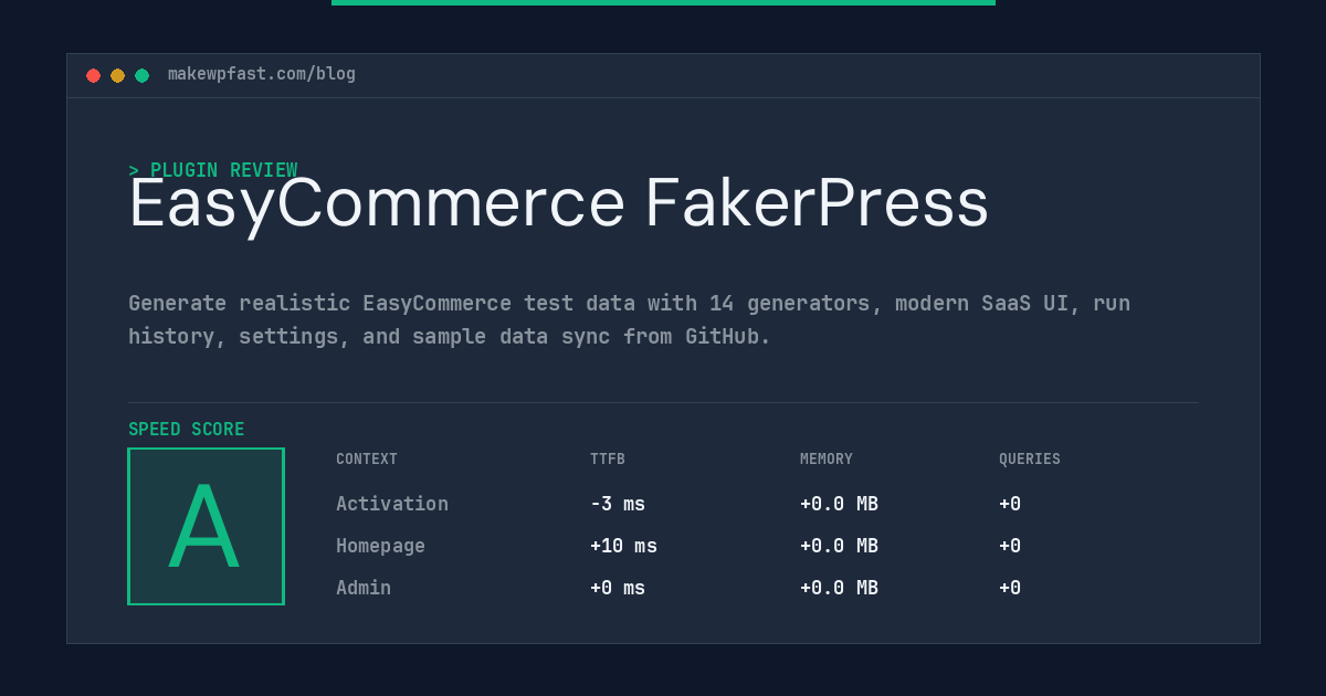 EasyCommerce FakerPress - MakeWPFast