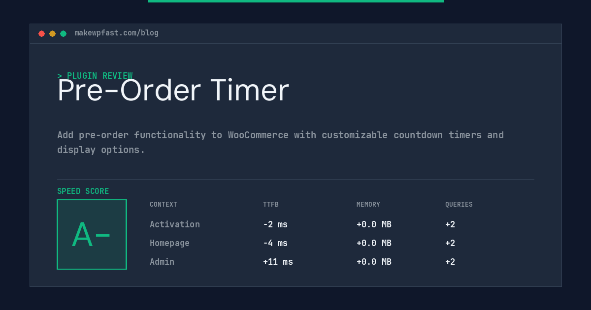 Pre-Order Timer - MakeWPFast