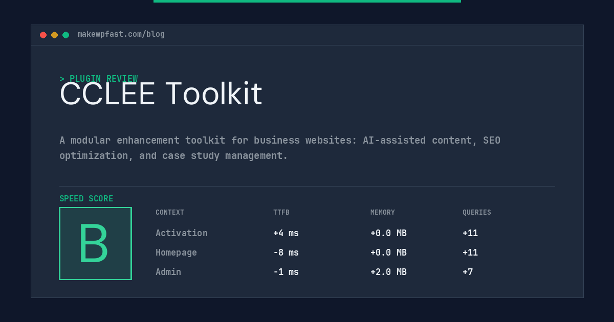 CCLEE Toolkit - MakeWPFast
