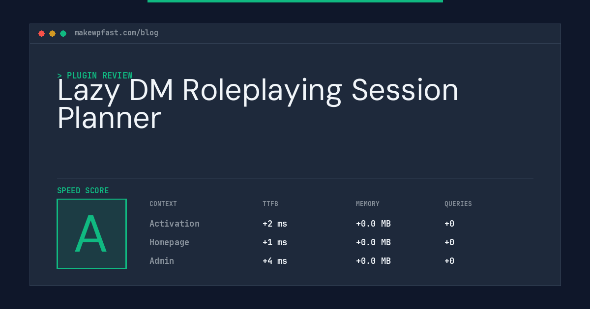 Lazy DM Roleplaying Session Planner - MakeWPFast