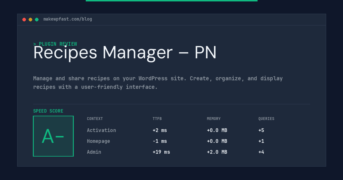 Recipes Manager – PN - MakeWPFast