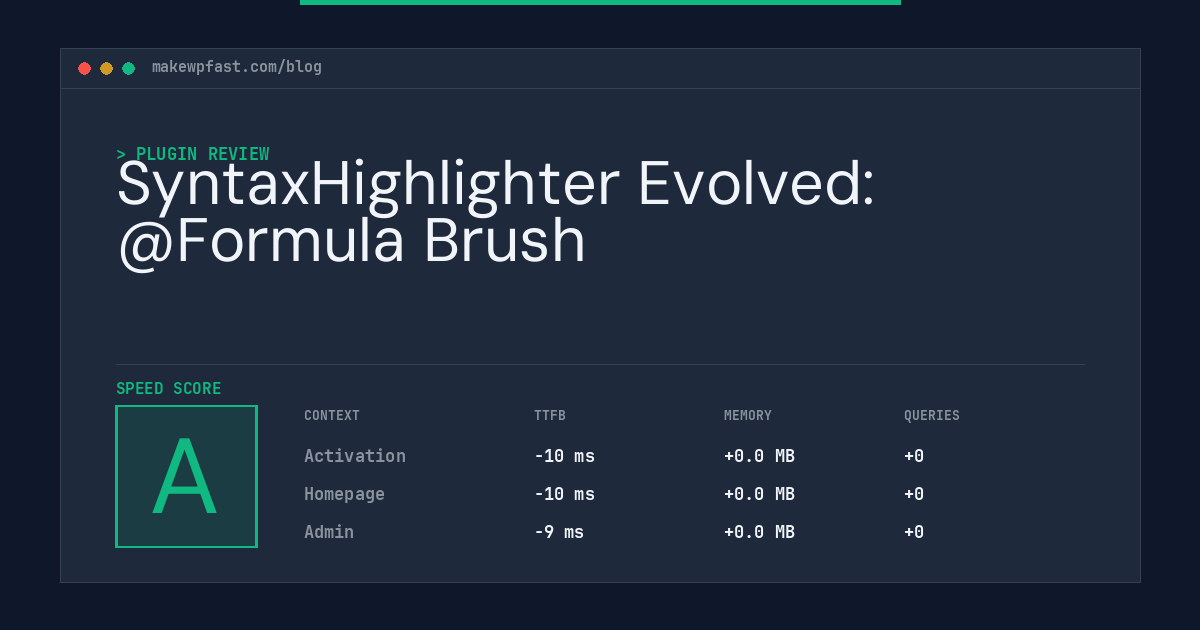 SyntaxHighlighter Evolved: @Formula Brush - MakeWPFast