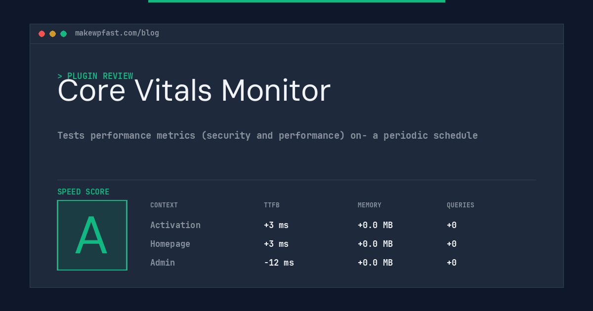 Core Vitals Monitor - MakeWPFast