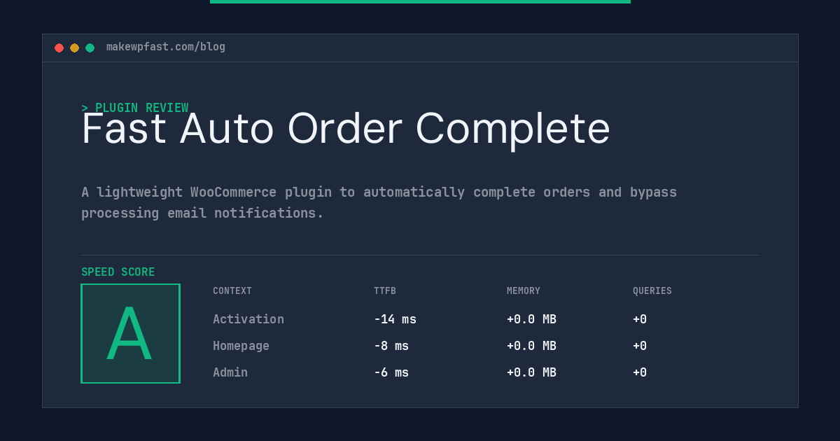 Fast Auto Order Complete - MakeWPFast