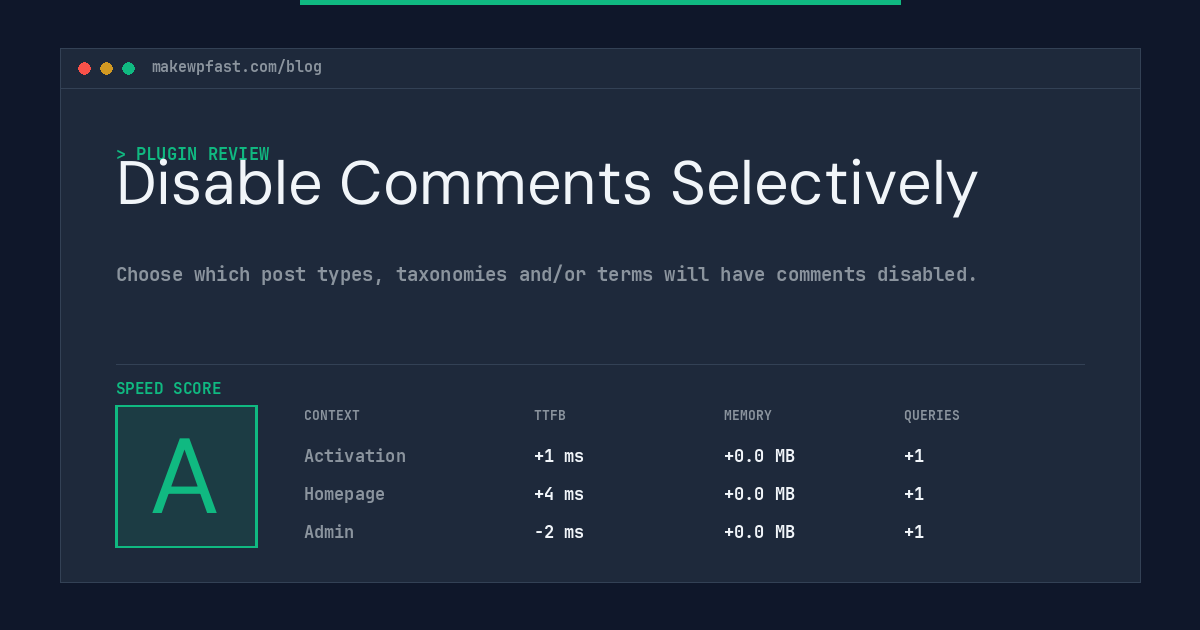 Disable Comments Selectively - MakeWPFast