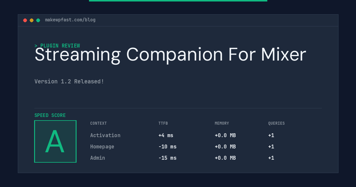 Streaming Companion For Mixer - MakeWPFast