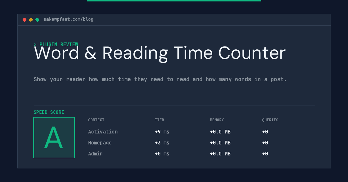 Word & Reading Time Counter - MakeWPFast