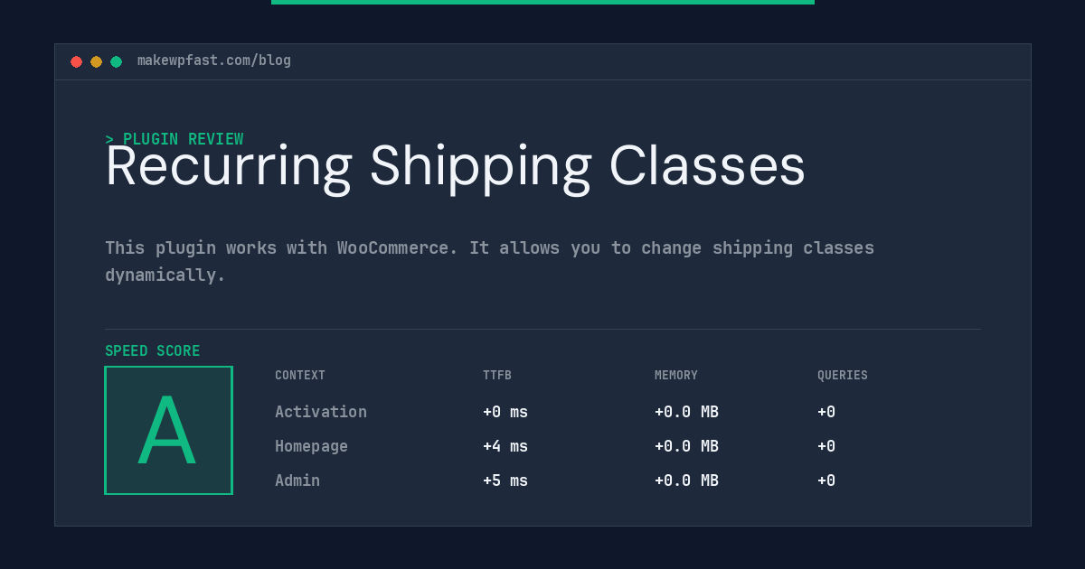 Recurring Shipping Classes - MakeWPFast