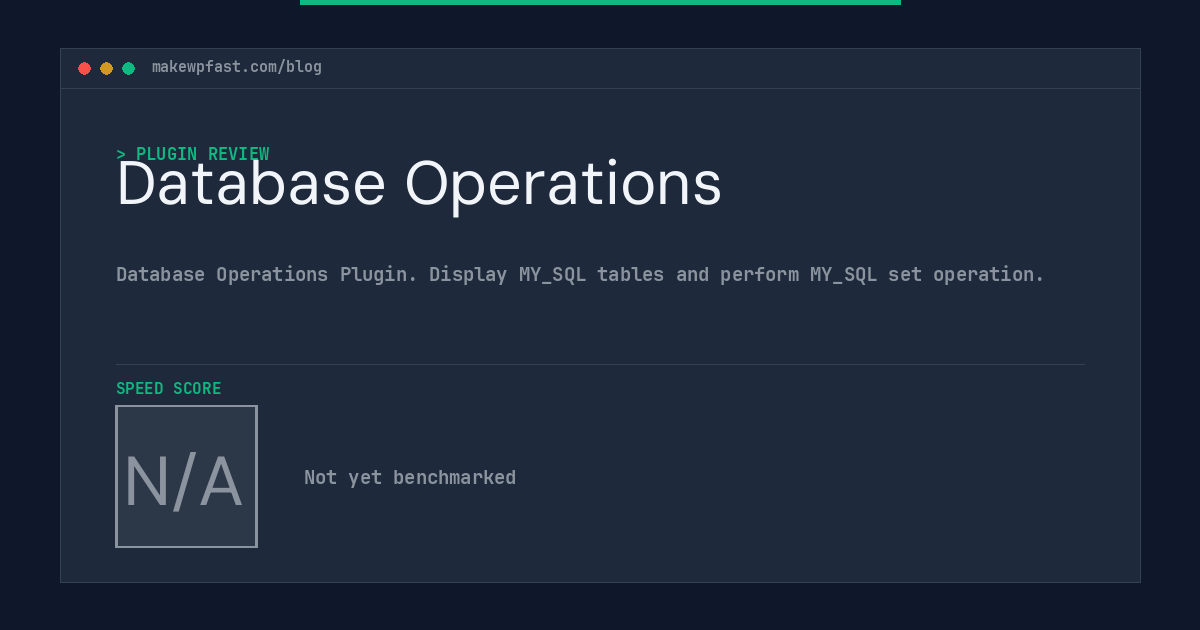 Database Operations - MakeWPFast