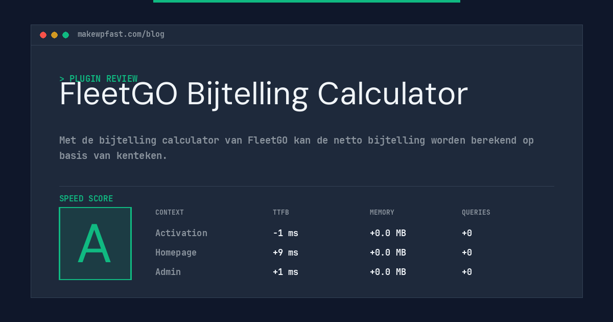 FleetGO Bijtelling Calculator - MakeWPFast
