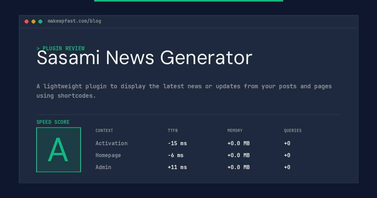 Sasami News Generator - MakeWPFast