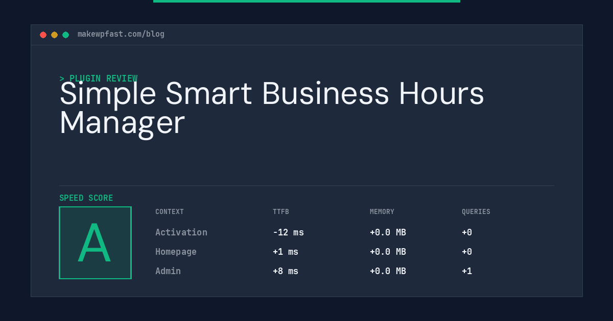 Simple Smart Business Hours Manager - MakeWPFast