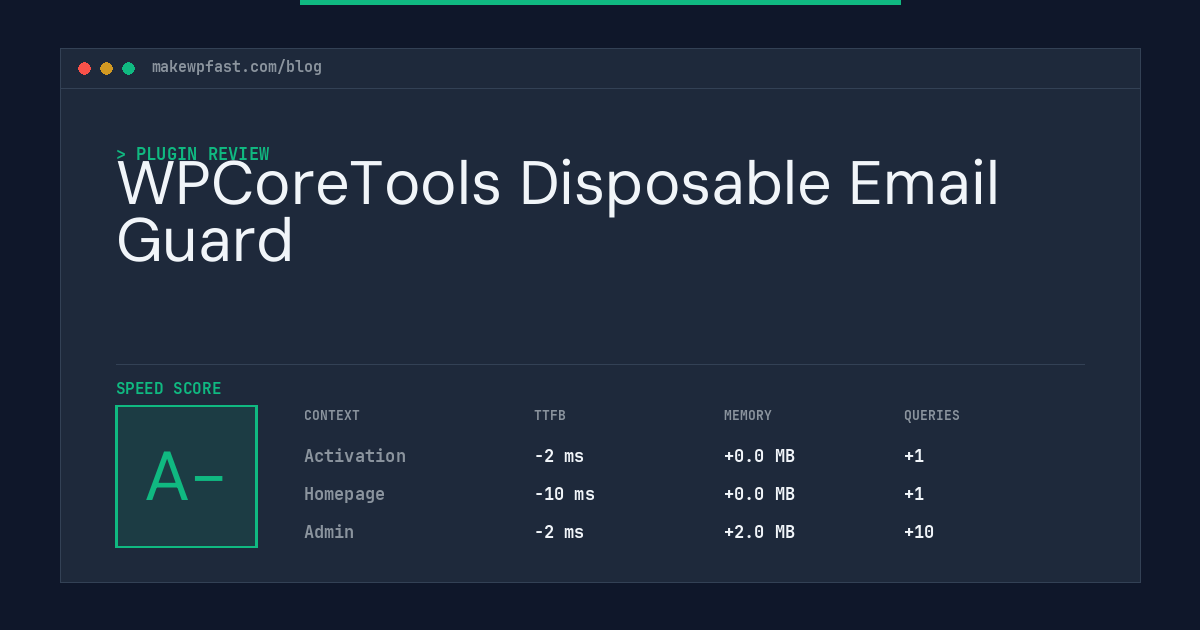 WPCoreTools Disposable Email Guard - MakeWPFast