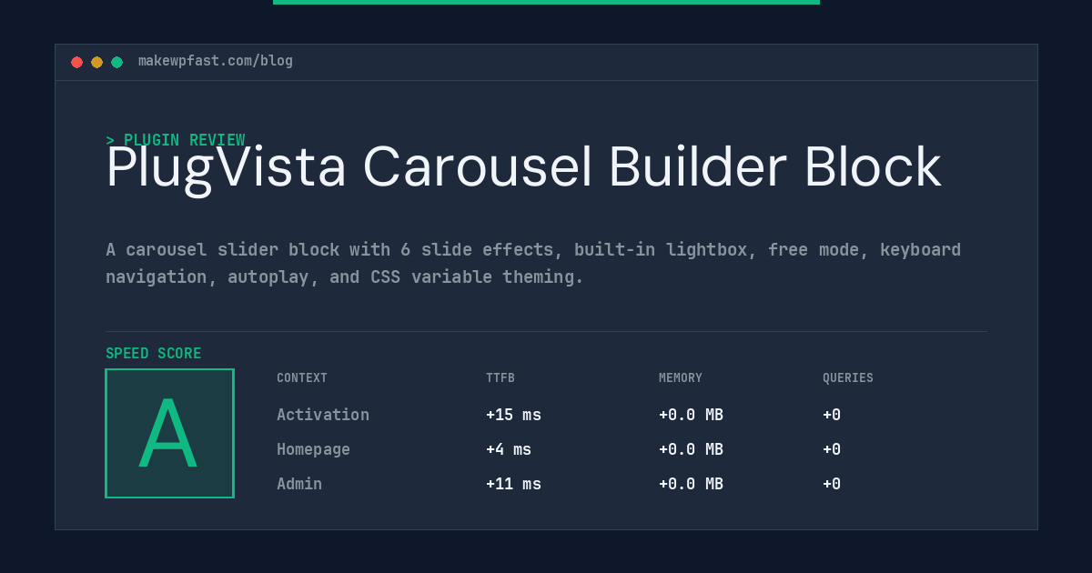 PlugVista Carousel Builder Block - MakeWPFast