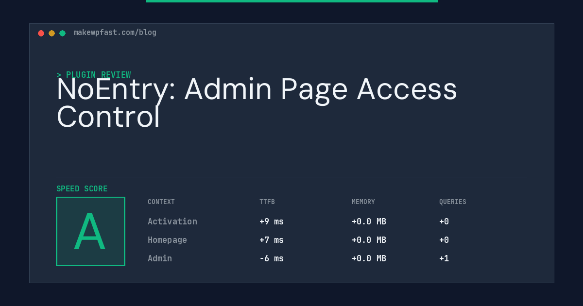 NoEntry: Admin Page Access Control - MakeWPFast
