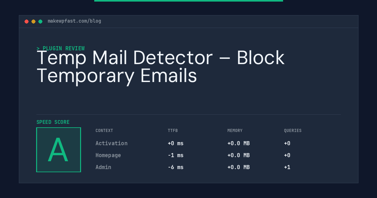 Temp Mail Detector – Block Temporary Emails - MakeWPFast