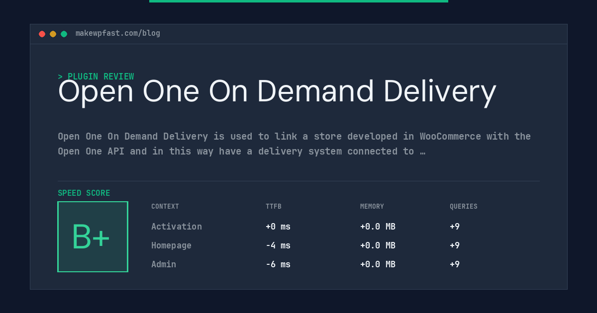 Open One On Demand Delivery - MakeWPFast