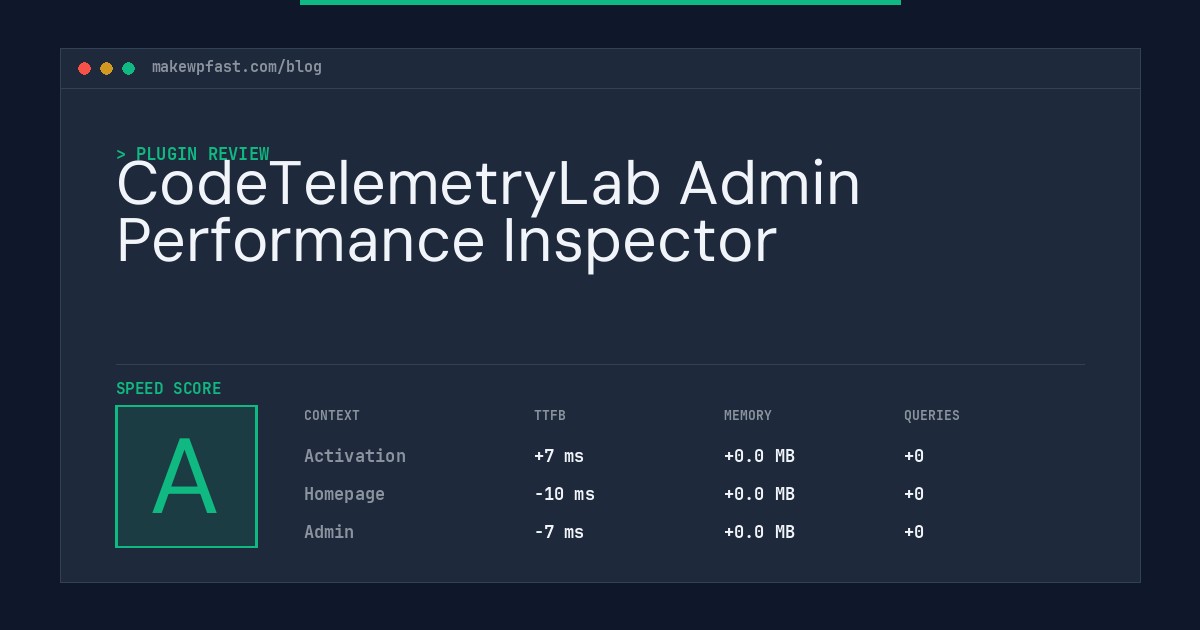 CodeTelemetryLab Admin Performance Inspector - MakeWPFast