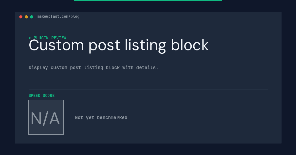 Custom post listing block - MakeWPFast