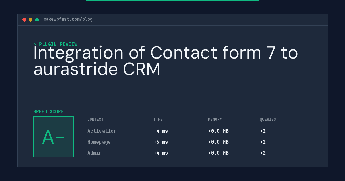 Integration of Contact form 7 to aurastride CRM - MakeWPFast