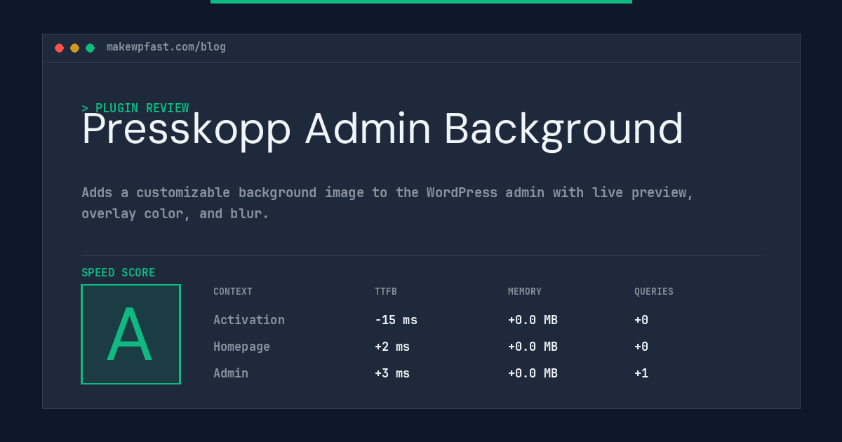 Presskopp Admin Background - MakeWPFast