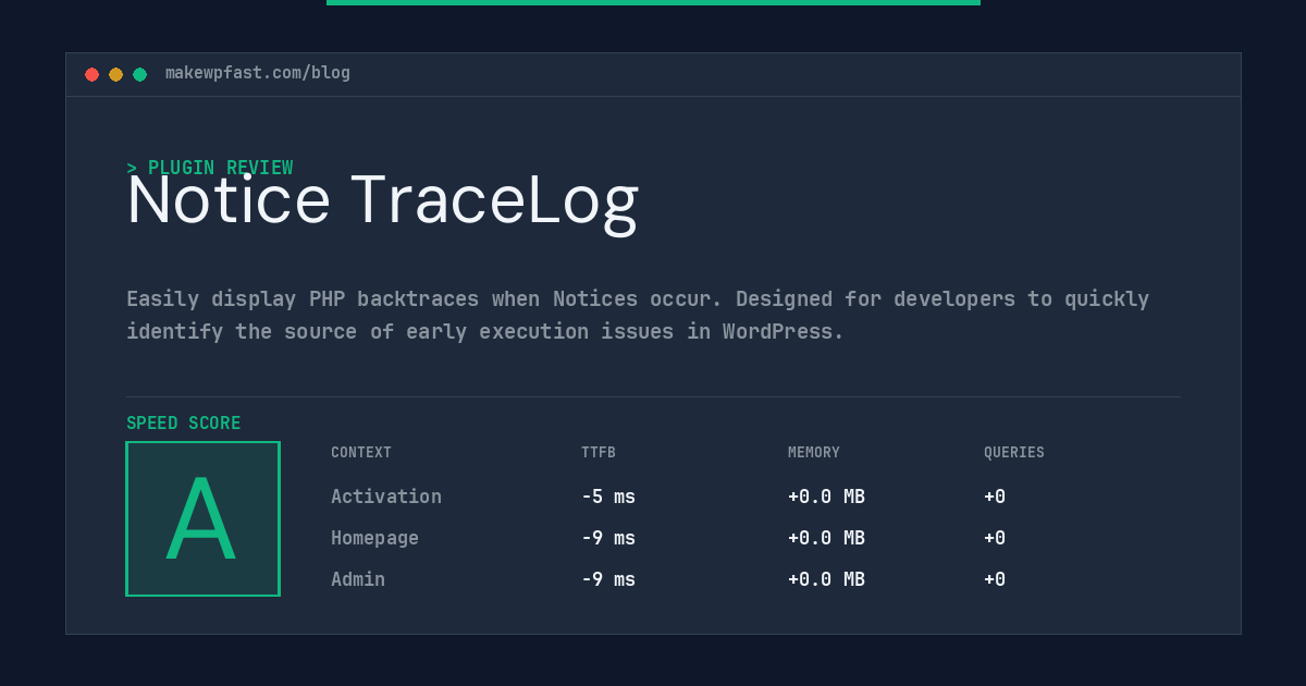 Notice TraceLog - MakeWPFast
