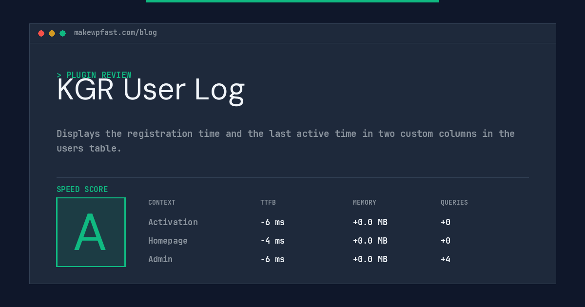 KGR User Log - MakeWPFast