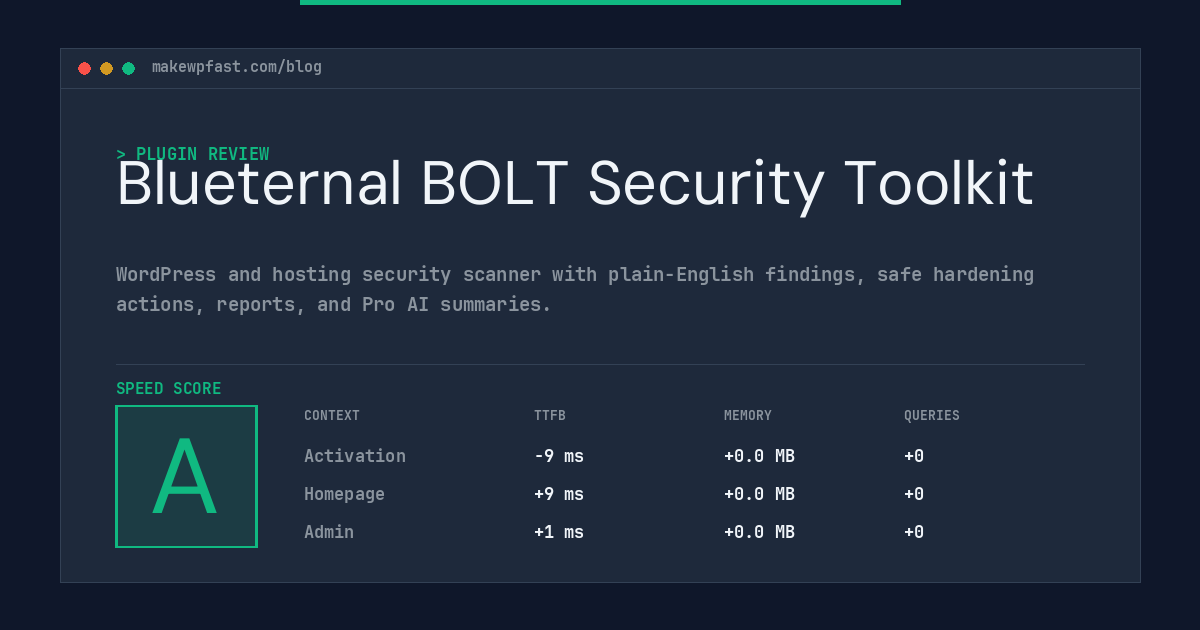 Blueternal BOLT Security Toolkit - MakeWPFast