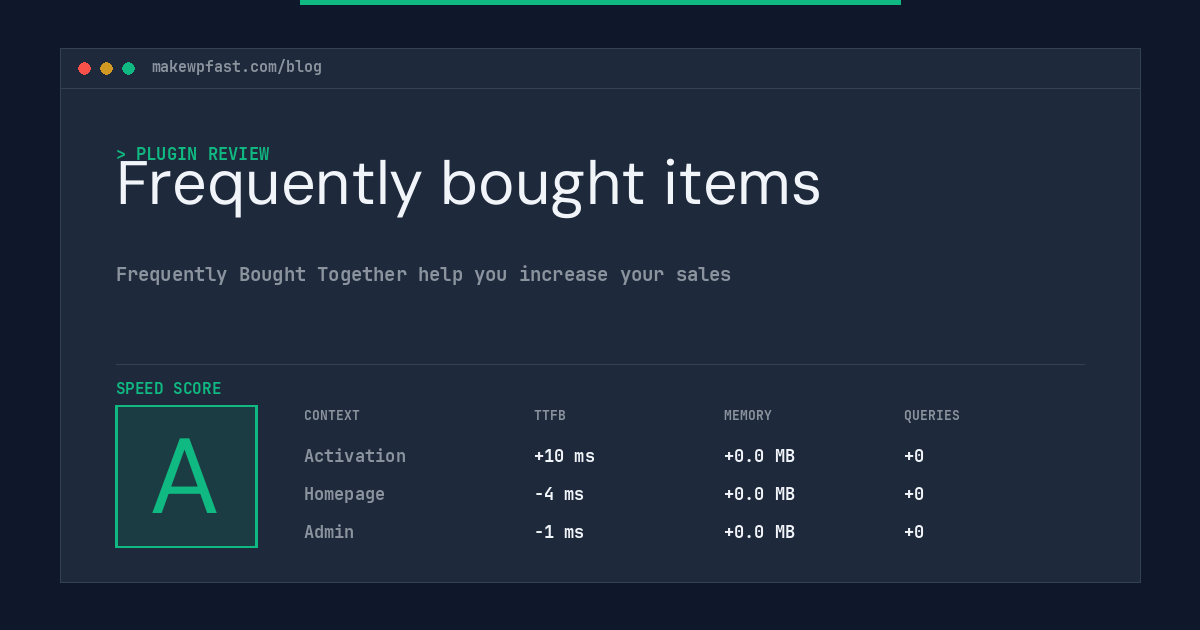 Frequently bought items - MakeWPFast
