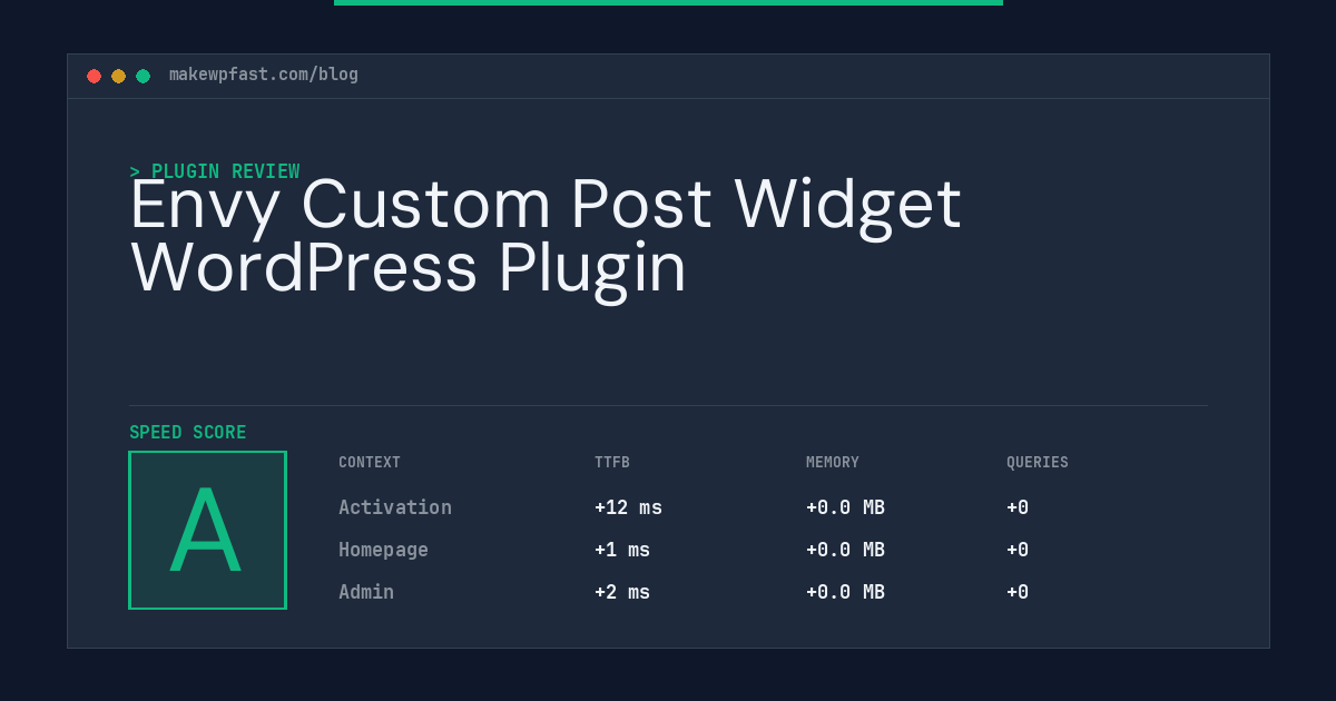 Envy Custom Post Widget WordPress Plugin - MakeWPFast