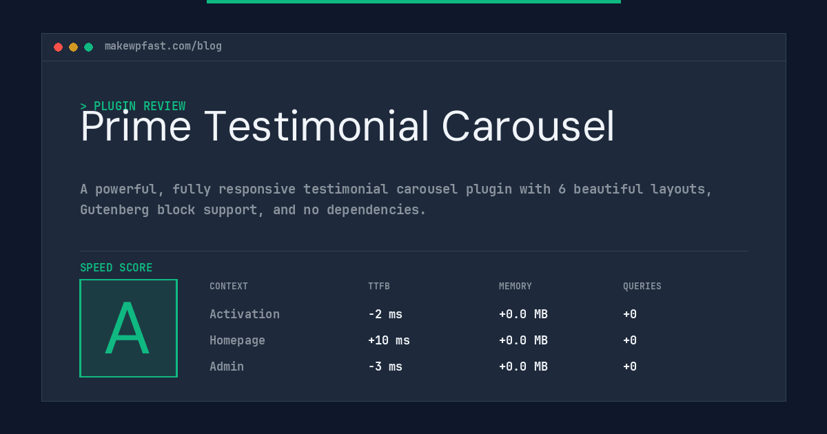 Prime Testimonial Carousel - MakeWPFast