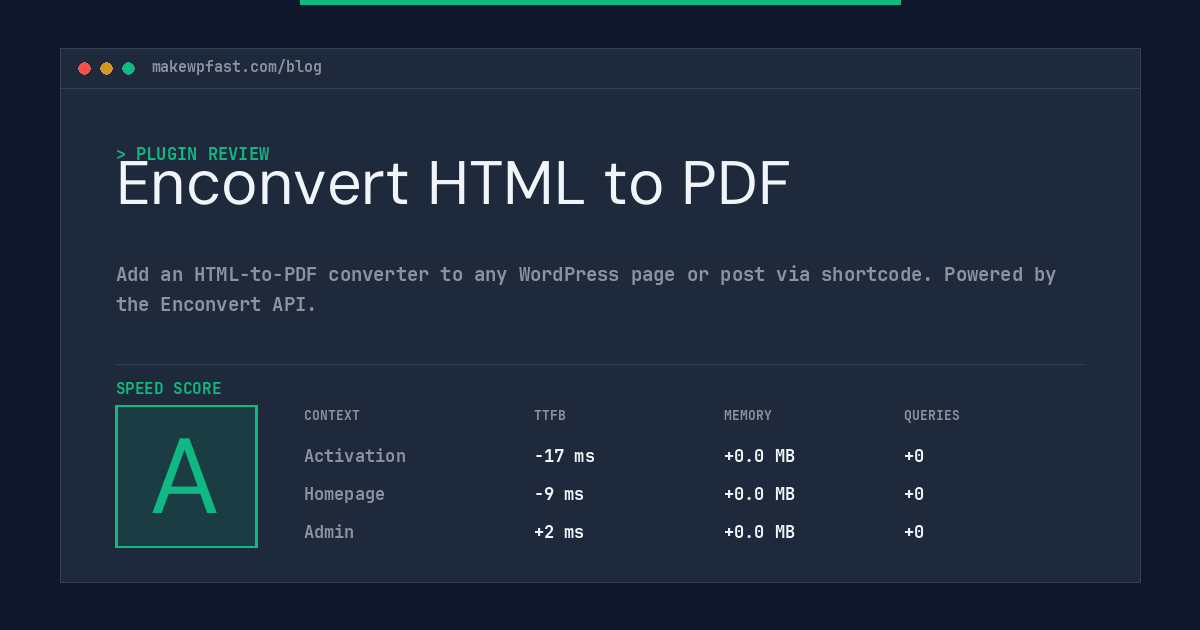 Enconvert HTML to PDF - MakeWPFast