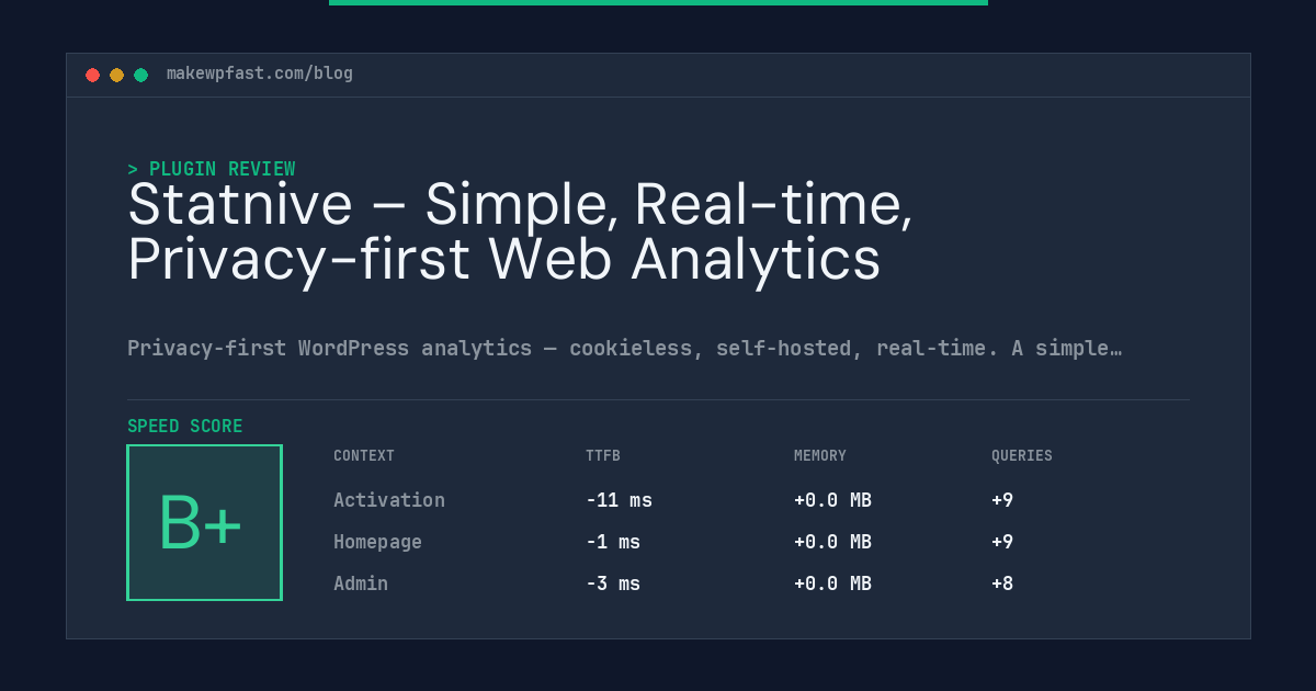 Statnive – Simple, Real-time, Privacy-first Web Analytics - MakeWPFast