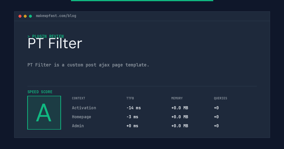 PT Filter - MakeWPFast