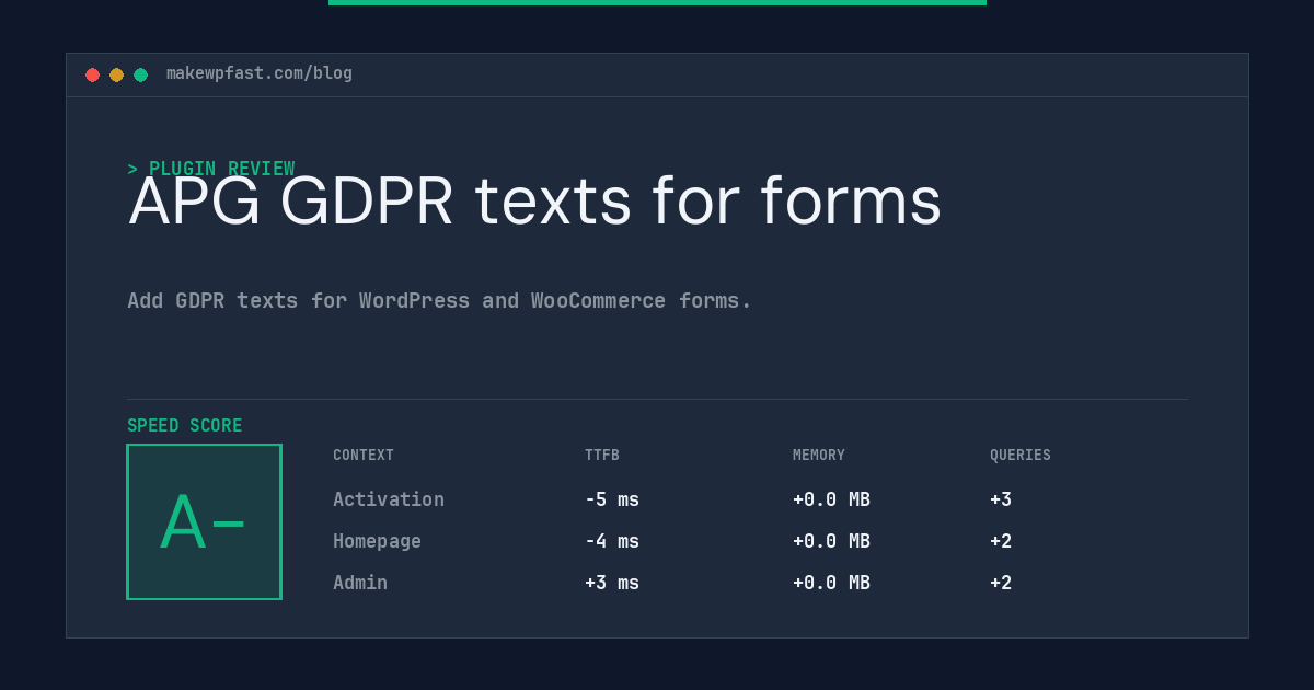 APG GDPR texts for forms - MakeWPFast