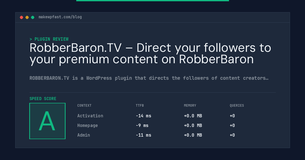 RobberBaron.TV – Direct your followers to your premium content on RobberBaron - MakeWPFast