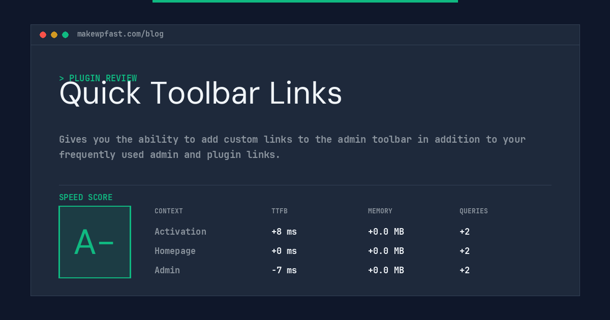 Quick Toolbar Links - MakeWPFast