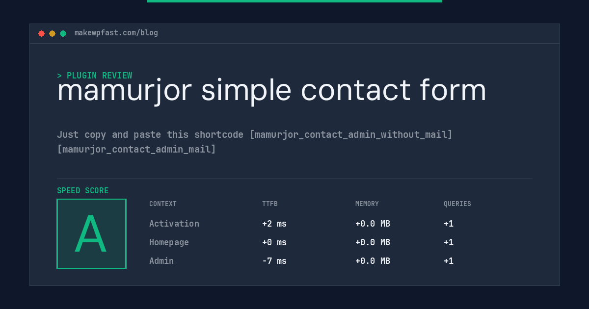 mamurjor simple contact form - MakeWPFast