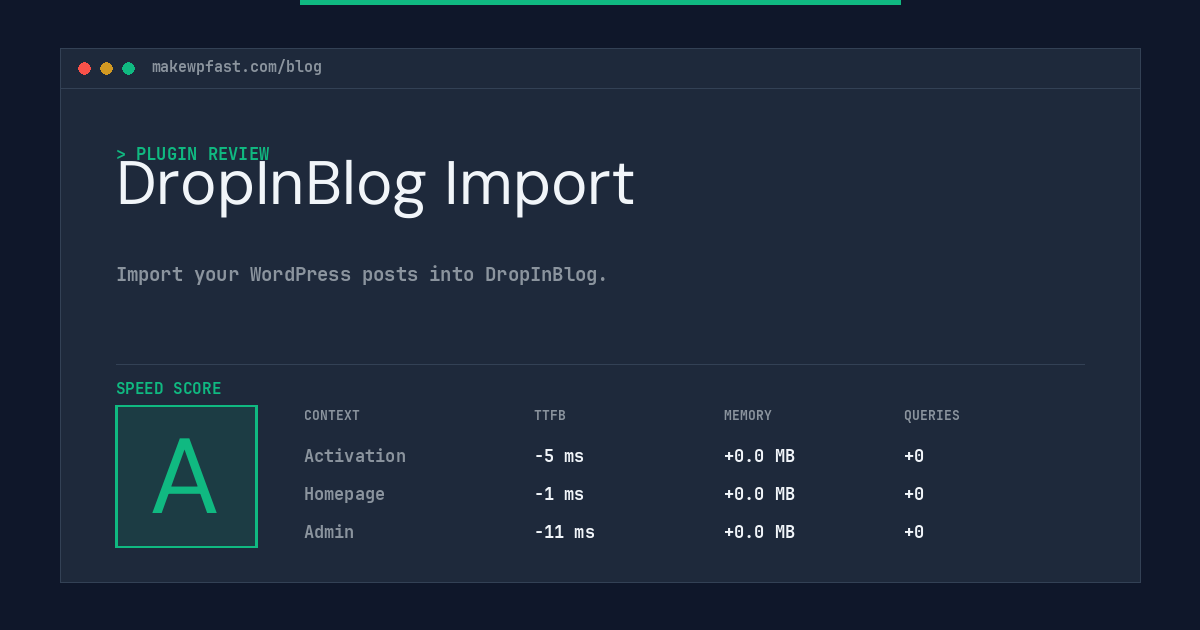 DropInBlog Import - MakeWPFast
