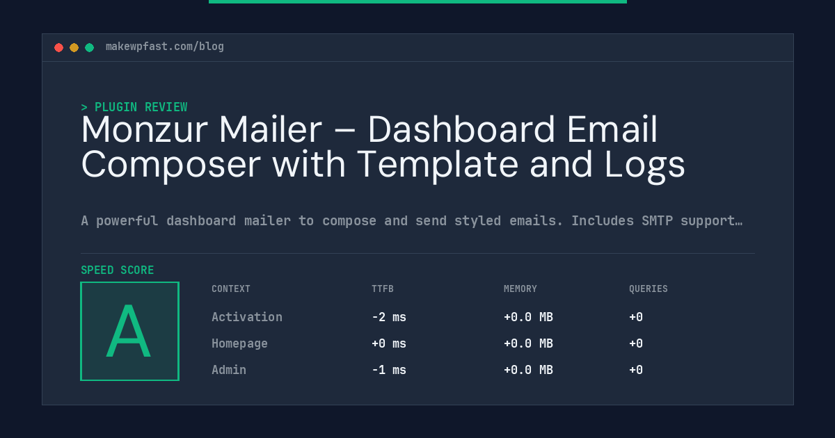 Monzur Mailer – Dashboard Email Composer with Template and Logs - MakeWPFast