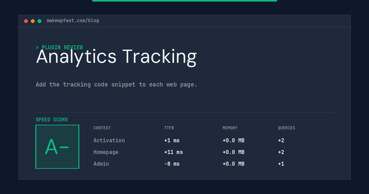 Analytics Tracking - MakeWPFast