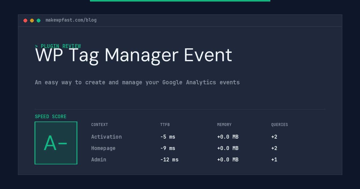 WP Tag Manager Event - MakeWPFast