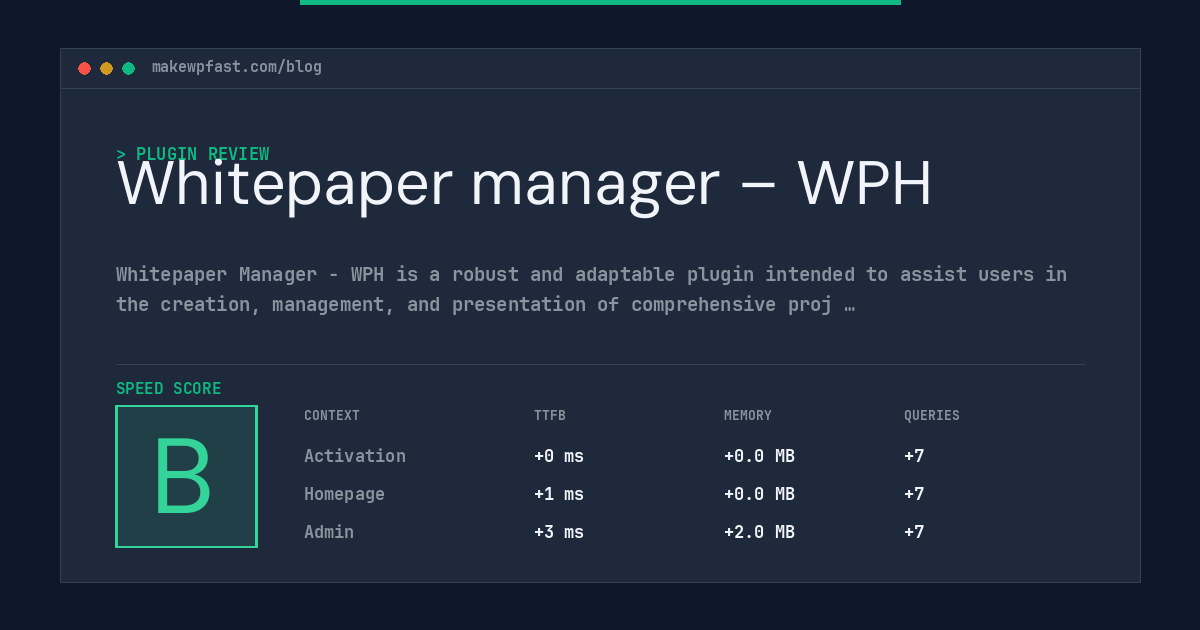 Whitepaper manager – WPH - MakeWPFast