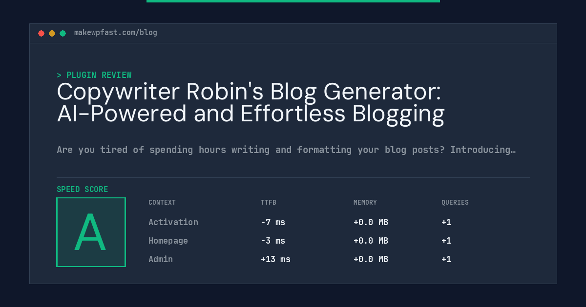 Copywriter Robin's Blog Generator: AI-Powered and Effortless Blogging - MakeWPFast