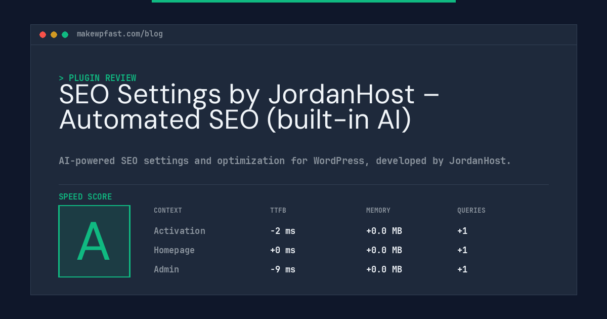 SEO Settings by JordanHost – Automated SEO (built-in AI) - MakeWPFast